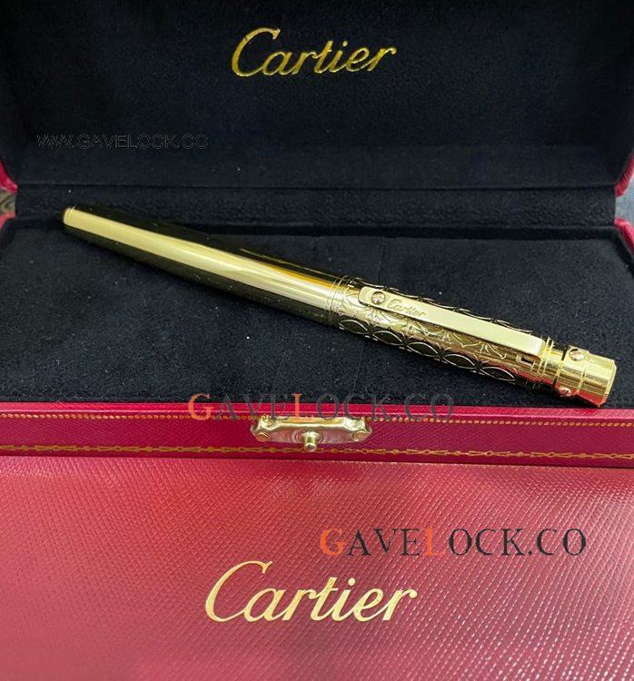 Clone Santos de Cartier Yellow Gold Rollerball Logo Cap